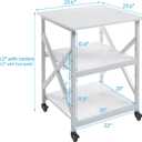 Fannova Large Printer Stand with Height Adjustable Storage Shelf, 23.6 x 23.6 Inches Square Printer Table with Industrial Wheels, Multi-use 3 Tier Rolling Printer Cart for Home Office - White
