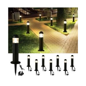 8 Pack Aluminum Low Voltage Landscape Pathway Lights Wired, Outdoor Modern 12V LED Bollard Lights for Driveway Garden Walkway Yard (Included Connectors), 2700K Warm White Waterproof, Black