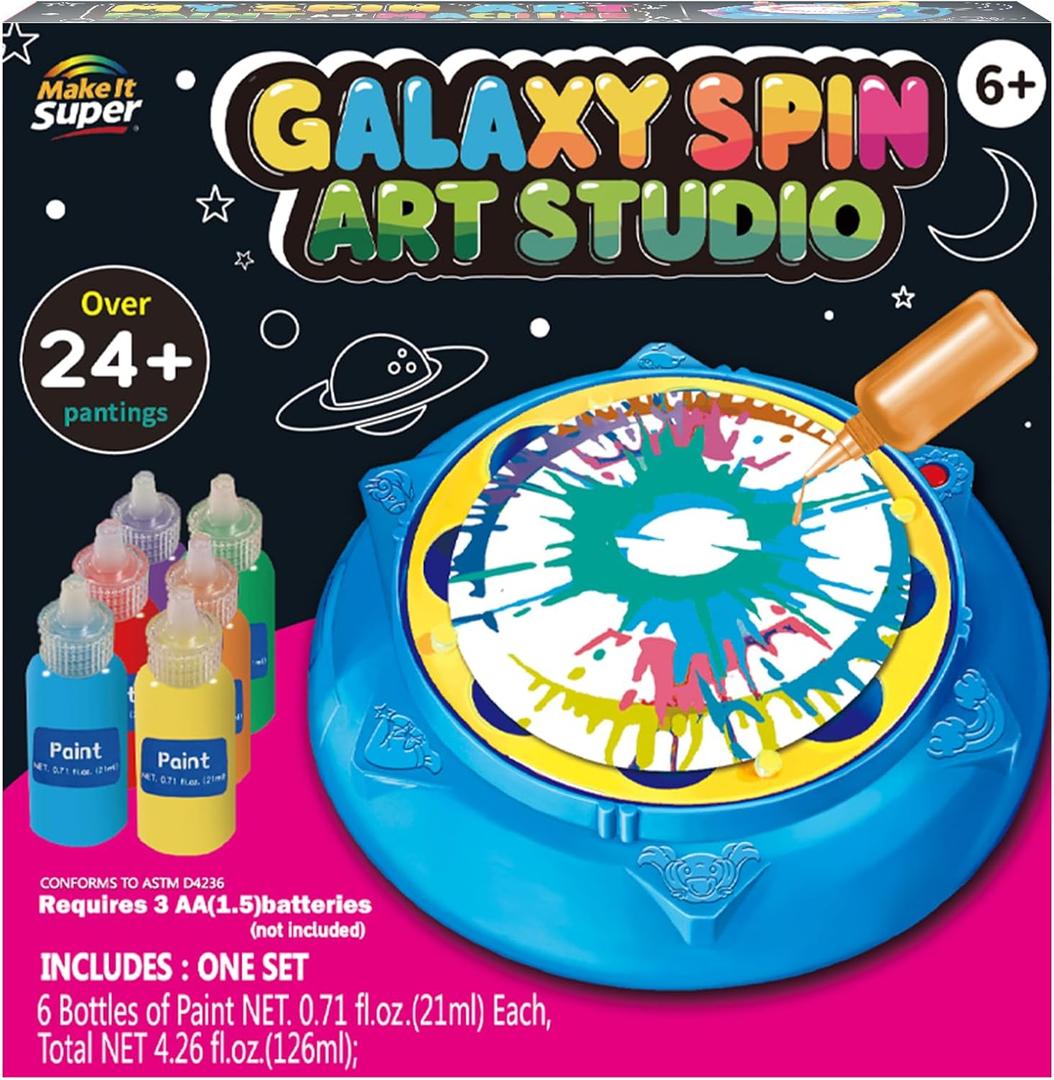 Make It Super Spin Art Machine Kit for Kids, Arts & Crafts Painting Spinner Toy, Creative Art Supplies Birthday Christmas Gift for Boys Girls Ages 6-12