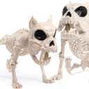 JOYIN 2 PCS 16" Poseable Dog Skeleton Halloween Decoration Animal Puppy Plastic Bones with Posable Joints for Prop Indoor Outdoor Decor Spooky Scene Party Favors Graveyard Decorations