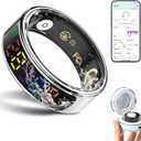 Smart Ring for Women Men, Health Ring Colorful Display, Fitness Tracker with Heart Rate, Blood Oxygen, Sleep Monitor, No Subscription Fee, 5ATM Waterproof for iOS & Android (Silver, 11)