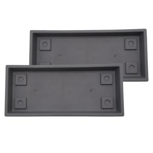 The HC Companies 23.5 Inch Venetian Rectangular Plant Saucer - Indoor Outdoor Plastic Plant Trays for Pots - 23.5"x7.5"x1.3" Warm Gray (2 Pack)