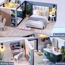 TuKIIE DIY Miniature Dollhouse Kit with Furniture, 1:24 Scale Creative Room Mini Wooden Doll House Accessories Plus Dust Proof & Music Movement for Kids Teens Adults (Satisfied Time)