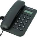 Corded Basic Landline Phone, TelPal FSK/DTMF Simple Caller ID Telephone with LCD Incoming Call Number Display, Small Desk/Wall Mountable Analog Phone for Home Office (Black)
