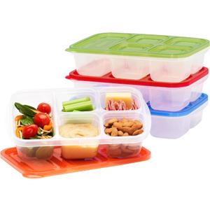 Bentgo Easyboxes - Reusable 5-Compartment Food Containers, Stackable 8-Piece Set, 4 Trays & 4 Lids, BPA-Free Food Storage for Meal Prep, School, & Work; Lunch Boxes with Patented Design (Classic)