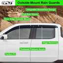 Outside-Mount Rain Guards Window Visors for 2022-2026 Ford Maverick Wind Vent Deflector Dark Smoke 4-Piece Set with Thicker and Full-Size