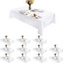 Rectangle Tablecloth 60" x 84", White Washable Polyester Table Cloth, Wipeable Table Cover for Dining, Wedding, Birthday, Party, Banquet Decor, 12 Pack