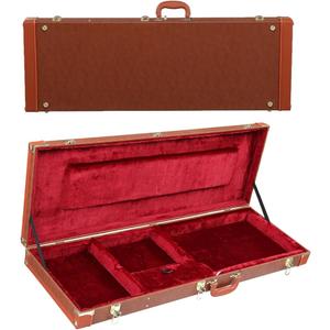 Vasitelan Electric Guitar Hard Case, Rectangle Wooden Hard-Shell Protective Carrying Case for Standard KST/KTL/170 Style (Brown)