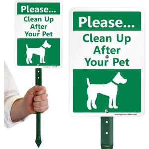 SmartSign10 x 7 inch Please Clean Up After Your Pet Yard Sign with DOG Graphic, 40 mil Laminated Rustproof Aluminum, 21.5 inch tall Sign and Stake Kit by SmartSign, 100+ Years of Sign Expertise