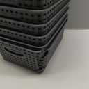 Grey Plastic Weave Storage Basket, 12-Pack Woven Gray Basket Organizer for Kitchen Office Bathroom
