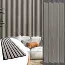 Yuzzy Wood Panels for Wall and Ceiling - 108 x 11 Inch Wood Slat Acoustic Panels 4 PCS - Modern Sound Absorbing Wall Panels for Interior Wall Decor for Home, Office, Studio - Rustic Gray Oak