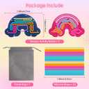 2 Pack Sensory Activity Board Silicone Fidget Toy, Double-Sided Rainbow Sensory Toys for Autism, Stress, Anxiety, ADHD, Kids 3+& Adults, Includes Travel Bag & 24 Strings, Red & Dark Blue