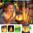 KOOPER Hanging Solar Lanterns Outdoor Waterproof, 4PCS Flickering Flame Hanging Solar Lights for Outside, Outdoor Solar Lanterns up to 12 Hours, Lanterns Decorative for Patio Porch Yard Garden Decor