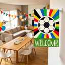 Welcome Soccer World Cup House Flag Large 28X40 Inch Big Vertical Double Sided Yard Outdoor Outside Game Day Soccer Holiday Decoration
