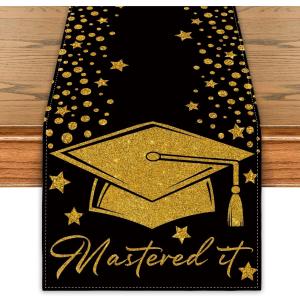 Mastered It Table Runner Graduation Decorations Class of 2026 Congratulations Grad Tablecloth Mastered It Masters Graduation Decorations