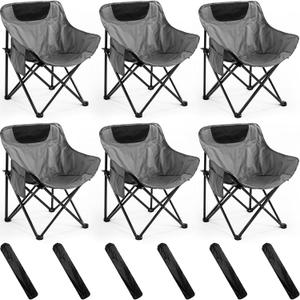 FairySandy 6 Pack Portable Folding Camping Chairs Lightweight Backpacking Chairs Collapsible Camp Chairs for Adults with Storage Bag Beach Camping Chairs for Outdoor, Picnic, Festival, Hiking, Grey, 27.2 x 17.7 x 17.7 inches