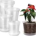 RAOOKIF 7/6/5/4 Inch Clear Nursery Pots with Drainage Holes, 20 Pack Nursery Pots for Plants with Saucers, Durable Plastic Seedling Pot for Indoor and Outdoor Planting