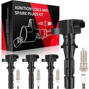SCITOO 4 ignition coils with 4 iridium Spark Plugs for ford for Mercury Fusion Milan 2006 2007 2008 2009 2.3L L4 UF516 SP530