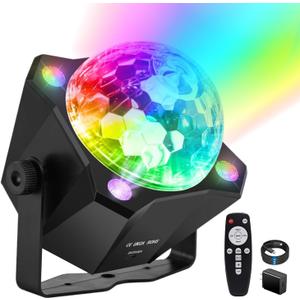 Disco Ball Light DJ Party LightSound Activated 6 Colors Stage Strobe Party Decorations for Outdoors and Indoors Home Club Karaoke Christmas Halloween Birthday Wedding Dancing Mood Lights