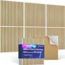 3Pack Large Acoustic Panels, Self-Adhesive Soundproof Wall Panels, Sound Proof Foam Panels for Walls, Decorative Acoustic Wall Art for Recording Studio, Home, Office, 24×24×0.4", Natural Oak Color