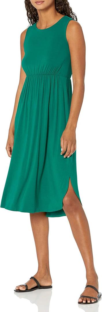 Amazon Essentials Women's Jersey Sleeveless Gathered Midi Dress (Previously Daily Ritual) X-Small