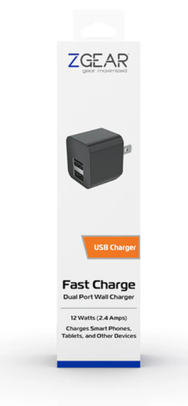 ZGEAR Fast Charge Dual Port Wall Charger 2 Pack 12 Watts