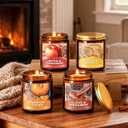 AOOVOO Fall Candles Set - 4 Pack Candles for Home Scented, 28 oz Natural Soy Wax 200 Hour Long Lasting, Autumn Gifts Set for Women Men Fall Fragrance of Pumpkin/Apple Cinnamon/Clove/Wheat Vanilla