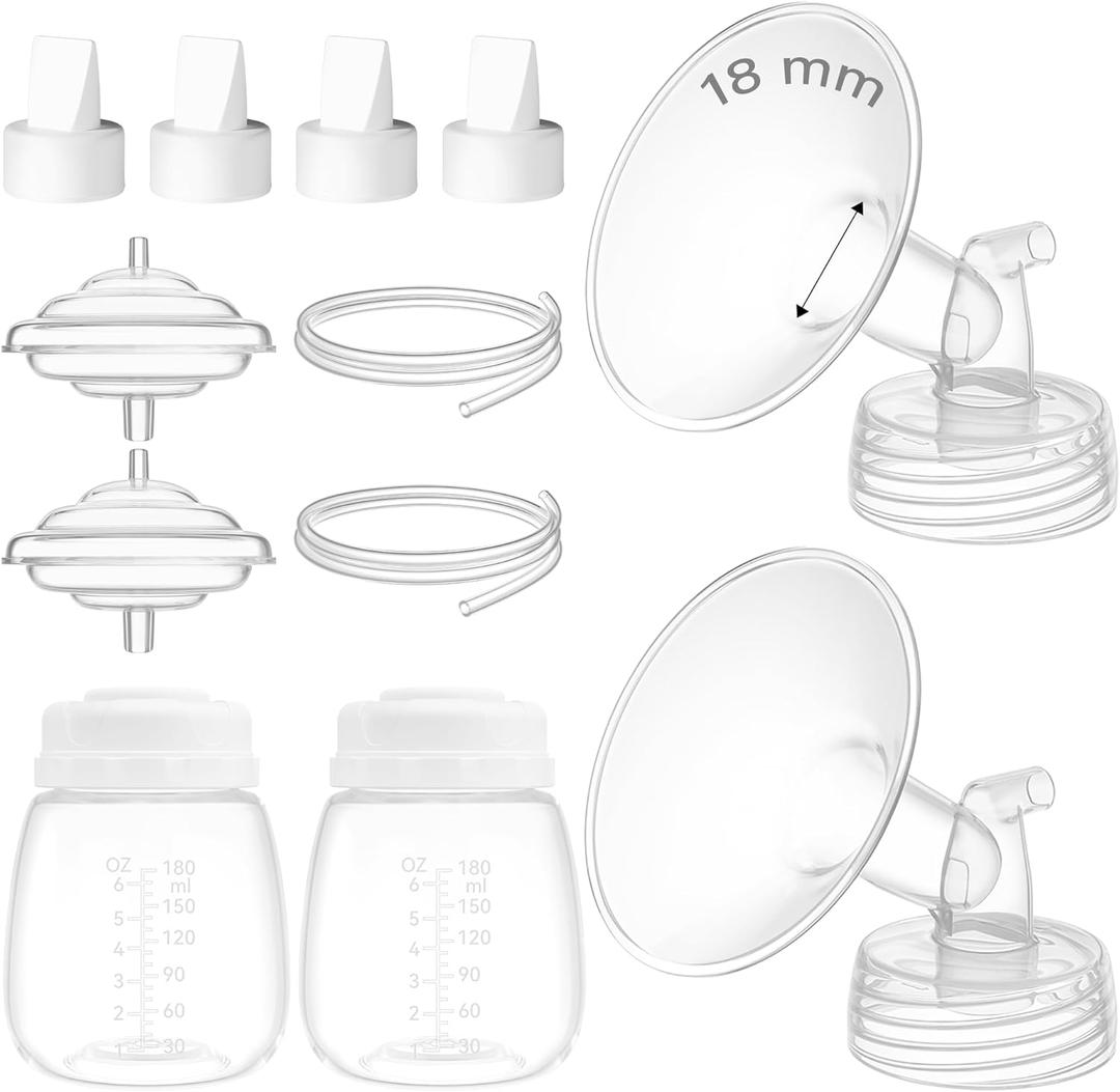 18mm Flange Kit Compatible with Spectra S1/S2/9 Plus/Motif Luna, Includes Flange 18mm, Bottles, Tubing, Valves, and Backflow Protectors