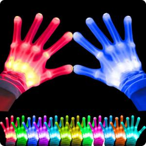 LED Light-Up Gloves for Kids Cool Toys for Boys 8-12 Girls Multi-Color Halloween Costume Accessory Parties Gifts (Medium)