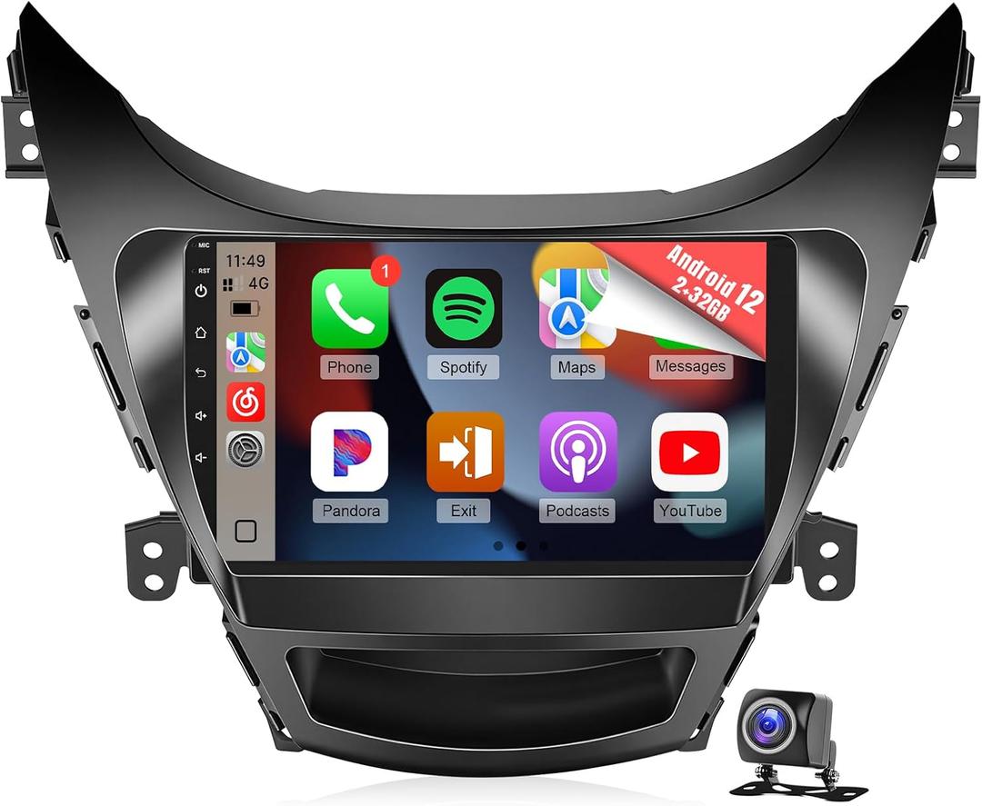 Naifay 8Core Android Car Radio for Hyundai Elantra 2011 2012 2013, 9" IPS Touchscreen for Elantra Radio with Wireless Carplay Android Auto/ Bluetooth/ Wi-Fi/ FM/ GPS/ SWC/ Camera/ MIC