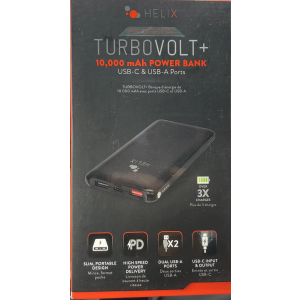 HELIX TurboVolt+ 10,000 mAh Power Bank USB-C & USB-A Ports