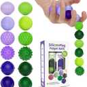 Silicone Magnetic Balls, Fidget Toys, 12-Pack Stress Relief Toys for Adults, Teens, Sensory Toy for Fingers Hands, Quiet Office Desk Toys with Textures, Magnet Fidget Fun Gift (2 Pack(Green+Purple))