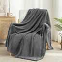 Exclusivo Mezcla Fleece Throw Blanket Extra Large, Super Soft and Warm Blankets for Couch, Sofa and Bed Waffle Textured, Cozy, Fuzzy and Lightweight (Dark Grey, 50x70 Inches)