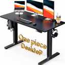 HUANUO Electric Standing Desk, Whole Piece Desktop, Adjustable Height Computer Desk, 4 Height Memory Settings, Sit Stand Up Desk for Home Office, 48" x 24", Black