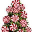 RINOLY 12 PCS Candy Cane Christmas Decorations,8 in Large Double Sided Peppermint Christmas Decorations Tree Ornaments,Plastic Candy Cane Ornaments for Tree Topper Home Vase Xmas Decor