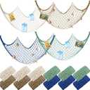 12 Pack Natural Fish Netting Decorative 80 x 40 Inch Fish Net Decorations for Pirate Party Ocean Beach Wall Hanging Decoration Nautical Sea Party Decorations Photo Picture(Classic Color)