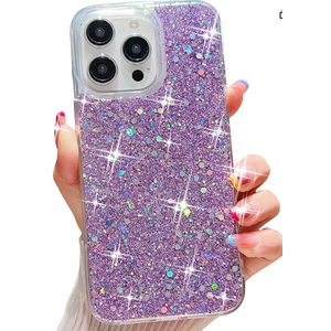 for iPhone 16 Case Glitter, Shiny Bling Sparkly Design Phone Cover for Women Girls Cute Soft TPU Slim Shockproof Protective Phone Case for iPhone 16 6.1", Purple