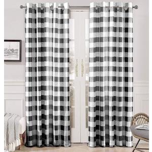 DriftAway Buffalo Plaid Check Curtains Black and White Buffalo Checkered Blackout Curtains for Farmhouse Bedroom Living Room Darkening Thermal Country Window Treatment Curtains 2 Panels 96 Inch Long