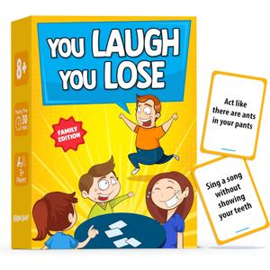 You Laugh You Lose Game - Funny Charades Kids Games - Board Games for Kids & Teens - Try Not to Laugh Challenge - Sleepover Party Supplies for Girls, Birthday Game for Family, Kids & Girls