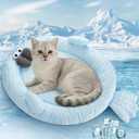 Hillban Cat Cooling Mat Fish Shaped Pet Cooling Mat for Cats or Small Dogs 24.8'' x 20.47'' Cat Cool Bed Soft and Comfortable Cool Pad Washable NonSlip Bottom Use in Floor Bed Sofa Chair Kennel