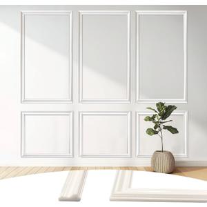 30 Pcs Peel and Stick Wall Molding Kit, Assemble Wall Molding Panels Peel and Stick Molding Trim for Walls Moulding Premade Wainscoting Panels Pre Cut Wall Molding Trim for Home Decor