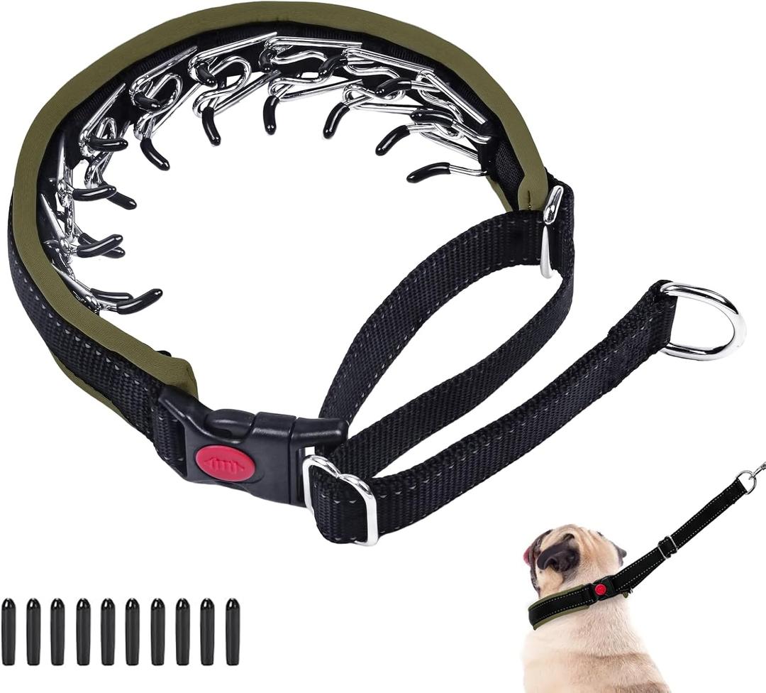 Martingale Collar for Dogs: Heavy Duty Nylon No Pull, Adjustable, Reflective, Slip Collar for Large, Medium or Small Dogs - Training, Walking - Army Green (M (15"-23" Neck, 1.5" Wide))