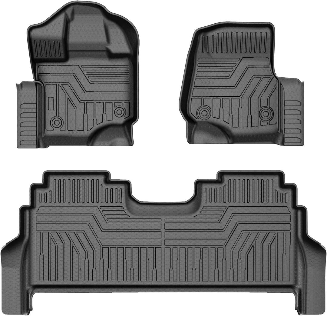 Mixsuper Floor Mats for Ford F150 SuperCrew 2021-2025 (Fit Rear Seat with Under-Seat Fold Flat Storage), All Weather Floor Liners for F150 Accessories,Durable 1st and 2nd Row Set Black