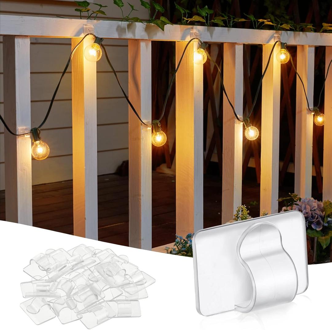 Brightown UV-Resistant Cable Clips and Stickers, 25 Clips & 30 Stickers - for Indoor & Outdoor Light Cords
