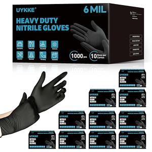 HEAVY DUTY 7 Mil Nitrile Disposable Gloves Black Nitrile Latex Rubber Cleaning Mechanic Gloves 1000PC XL