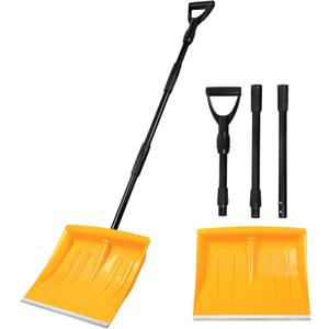 Snow Shovel for Driveway Stairs Decks Garage Snow Removal with Telescopic 52-59 inch Long Handle Lightweight Household Snow Shovel for Soft and Light Snow Removal (16 inch Wide)