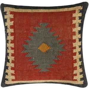 Wool Cushion Cover Handwoven Kilim Pillow Cover Ethnic Square Cushions Boho Home Decor Pillows for Living Room Indian Authentic Rug Cushion Case Vintage Sofa (PATTERN-03)