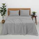 Cottington Lane Premium Quality 100% Egyptian Cotton 4 Piece Queen Size Bed Sheet Set Fits 12 inch Deep Pocket Mattress, Naturally Cool, Soft & Durable Luxury Bedding, Silver Grey Solid