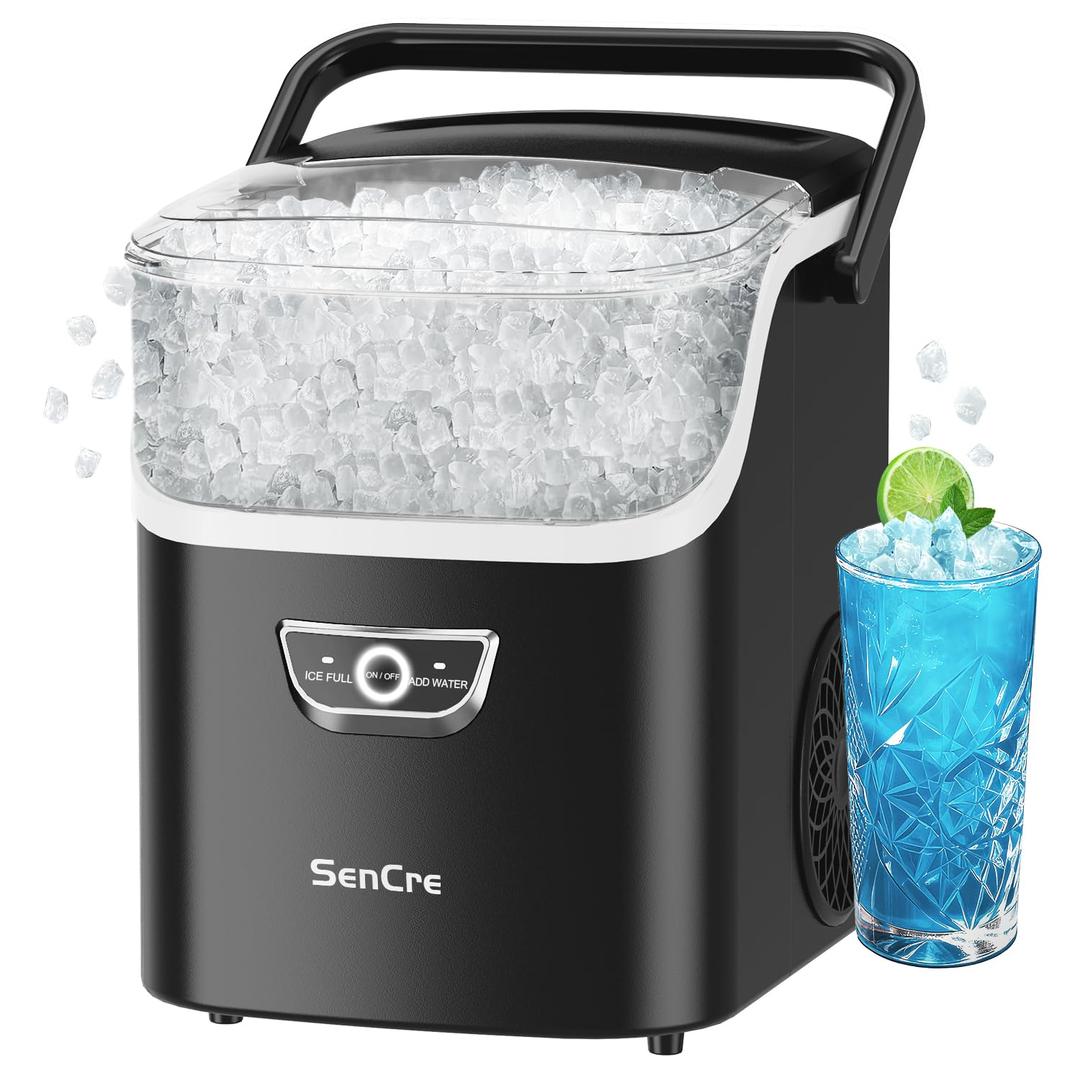 Nugget Ice Maker Soft Chewable Ice Countertop 40Lbs/Day Ready in 5 Mins Auto-Cleaning Portable Ice Machine for Home & Large Families