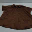 HOTOUCH Silk Button Down Shirts for Women Satin Short Sleeve V Neck Casual Work Office Blouse Tunic Tops (Small, Brown)